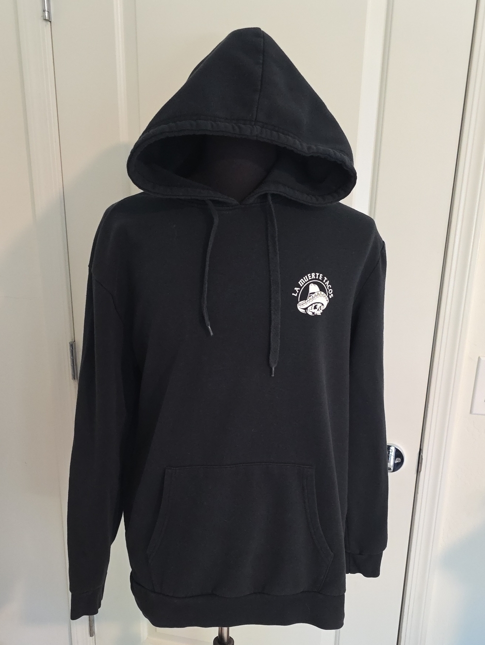 La Muerte Tacos Black Pullover Hoodie with White Chest Logo